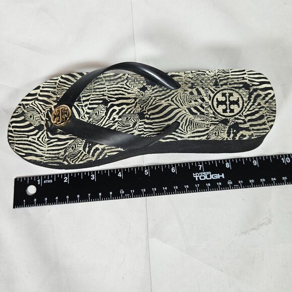 Tory Burch Zebra Print Platform Flip Flops Black Cream Women's Size 7.5-8? - Picture 10 of 11
